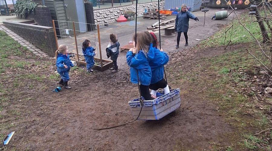 Figure 4. Outdoor provision at Cranstonhill Nursery, where children engage in physical challenge and self-directed exploration within a context of relational trust.